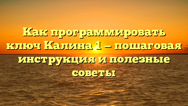 Как программировать ключ Калина 1 — пошаговая инструкция и полезные советы